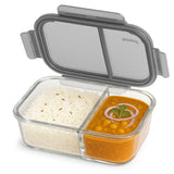 Borosilicate Glass Lunch Box 965ml | Airtight Leak-Proof Bento Tiffin with 2 Compartments
