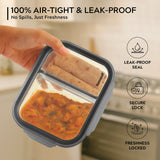 Homepuff Borosilicate Glass Lunch Box with 2 Compartments and Airtight Leak-Proof Lid
