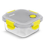 Home Puff borosilicate glass lunch box 320ml with airtight snap lock lid and air vent