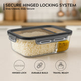 Homepuff Borosilicate Glass Lunch Box with 2 Compartments and Airtight Leak-Proof Lid