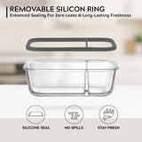 Homepuff Borosilicate Glass Lunch Box with 2 Compartments and Airtight Leak-Proof Lid