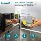 Home Puff Borosilicate Glass Lunch Box with Lunch Bag, Snap Lock, Airtight, Leakproof Lid 