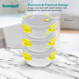 Home Puff Borosilicate Glass Lunch Box with Lunch Bag, Snap Lock, Airtight, Leakproof Lid 