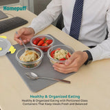 Home Puff Borosilicate Glass Lunch Box with Lunch Bag, Snap Lock, Airtight, Leakproof Lid 