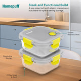 Borosilicate Glass Lunch Box with Lunch Bag, Snap Lock, Airvent, Airtight, Leakproof Lid  | Leakproof Glass Lunch Box