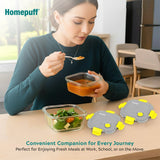 Borosilicate Glass Lunch Box with Lunch Bag, Snap Lock, Airvent, Airtight, Leakproof Lid  | Leakproof Glass Lunch Box