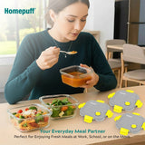Home Puff Borosilicate Glass Lunch Box with Lunch Bag, Snap Lock, Airvent, Airtight, Leakproof Lid | Glass Lunch Box