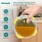 Home Puff Borosilicate Glass Lunch Box with Lunch Bag, Snap Lock, Airvent, Airtight, Leakproof Lid 