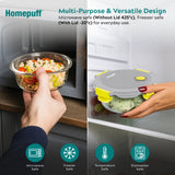 Home Puff Borosilicate Glass Lunch Box with Lunch Bag, Snap Lock, Airvent, Airtight, Leakproof Lid 