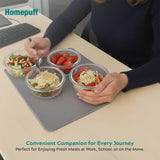 Home Puff Borosilicate Glass Lunch Box with Lunch Bag, Snap Lock, Airvent, Airtight, Leakproof Lid 
