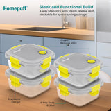 Borosilicate Glass Lunch Box 4 pcs 320 ml with Carry Bag – Snap Lock & Airtight