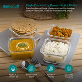 Borosilicate Glass Lunch Box 4 pcs 320 ml with Carry Bag – Snap Lock & Airtight