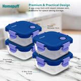 Borosilicate Glass Lunch Box Set (4 x 320ml) – Microwave, Oven & Freezer Safe Tiffin for Office & School