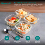 Borosilicate Glass Lunch Box Set (4 x 320ml) – Microwave, Oven & Freezer Safe Tiffin for Office & School