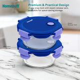 HomePuff borosilicate glass lunch box set with two 420ml airtight leakproof containers and washable carry bag