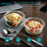 HomePuff borosilicate glass lunch box set with two 420ml airtight leakproof containers and washable carry bag
