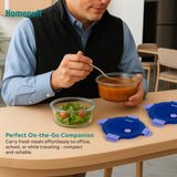 HomePuff borosilicate glass lunch box set with two 420ml airtight leakproof containers and washable carry bag