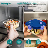 Borosilicate Glass Lunch Box Set (3 x 320ml) with Snap Lock Airtight Leakproof Lids & Washable Carry Bag