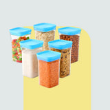 Airtight Plastic Food Storage Jars 6 Pack 1100 ml