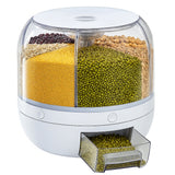 HomePuff 6-Grid Rotating Cereal Dispenser. This airtight dry food storage container keeps cereals, rice, grains, and snacks fresh and easily accessible. 
