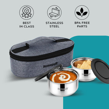 Home Puff Double Wall Vacuum Insulated Lunch box, Stainless Steel HeatPro  Lunch Boxes for Office Men/Women, Easy to Carry Leak-Proof Tiffin Box