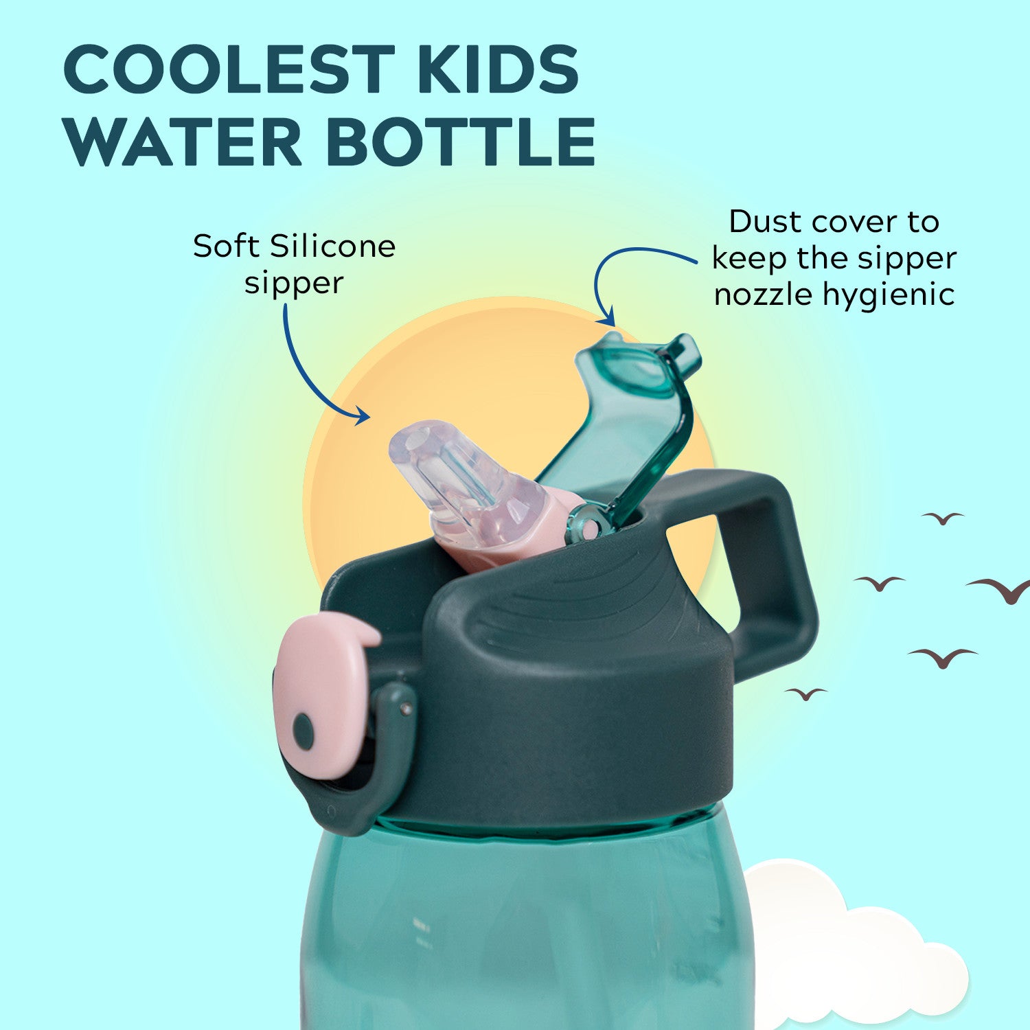 Rio Kids Water Bottle, 550ml, Green