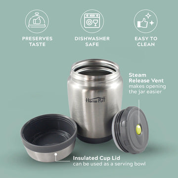 Home Puff Vacuum Insulated Stainless Steel Food Jar, Containers & Flask -  480 mL